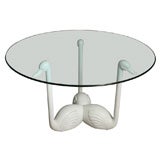 Carved Wooden Swan Breakfast Table with Glass Top