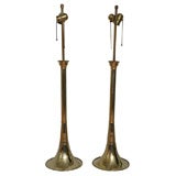 Pair of Brass Horn Lamps Pair of Brass Horn Lamps