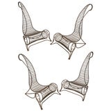 Set of Four Iron Chairs in the Style of Dubreuil