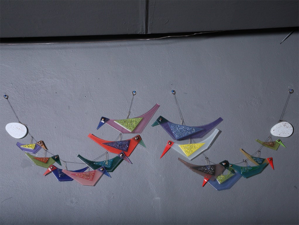 Two Rare and Precious Higgins Bird and Egg Mobiles. 
Design features the bird from its own speckled egg until full adulthood.