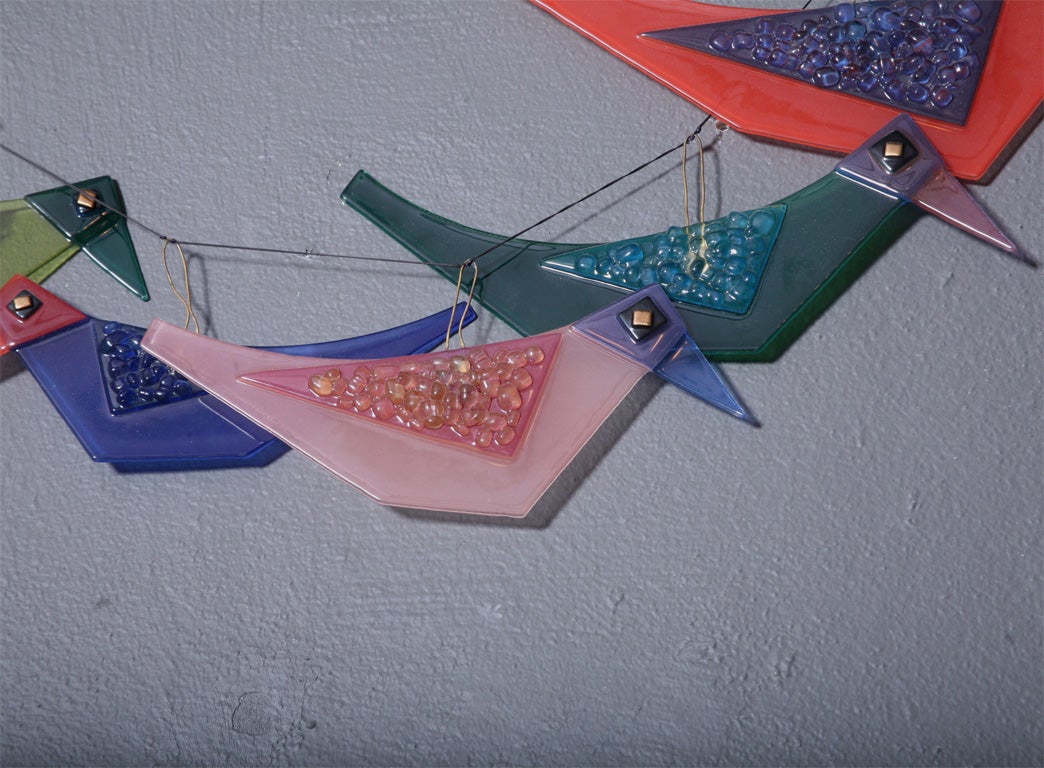 Two Rare Higgins Glass Bird and Egg  Mobiles In Excellent Condition In Miami, FL