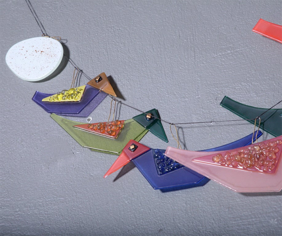 Two Rare Higgins Glass Bird and Egg  Mobiles 1