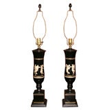 Pair of Black Neoclassical Lamps