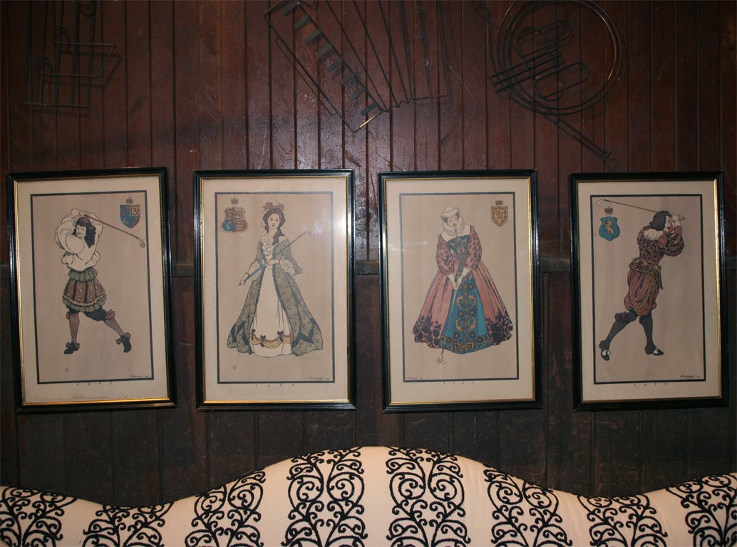 Set of Four Golfing Prints