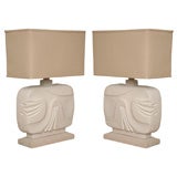 Vintage Pair of 80's Scuptural Chalk Lamps