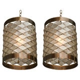 Pair of 60's Capiz Shell Lanterns