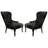 Pair of Italian Petite Leather Chairs