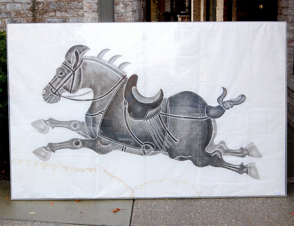 19th Century Chinese Stone Rubbing of a Horse For Sale