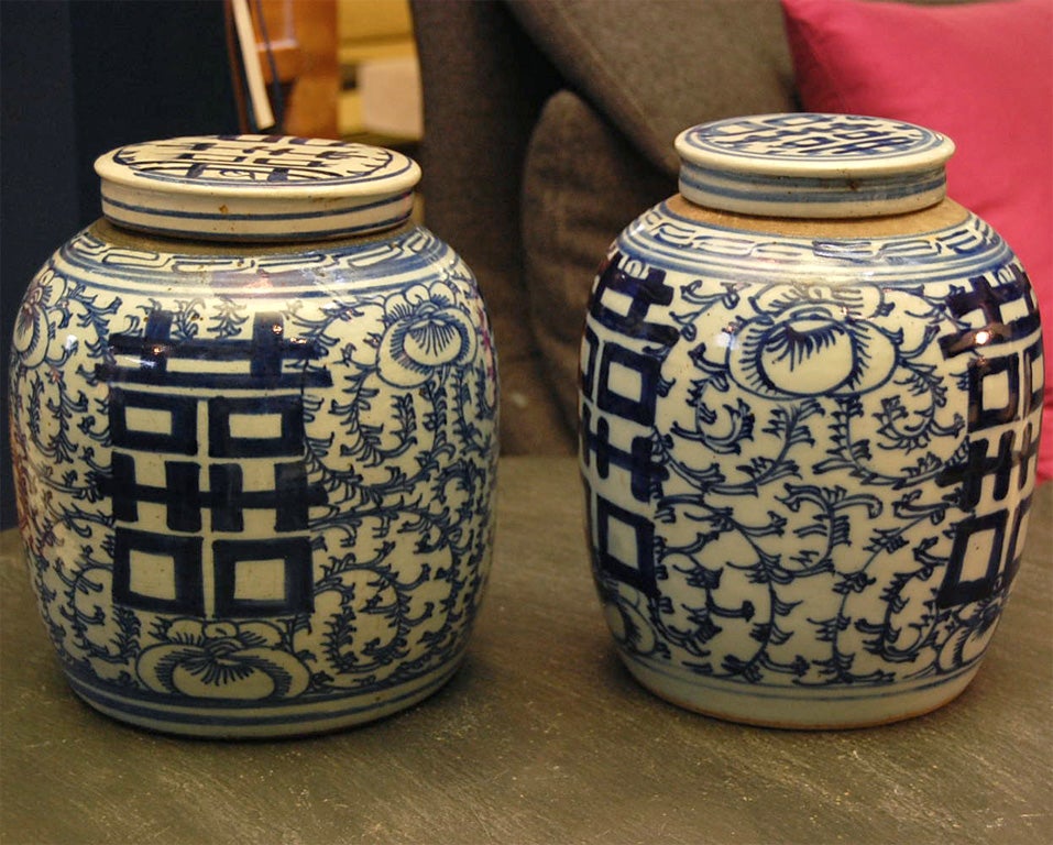 Pair of Chinese Ginger Jars and Covers