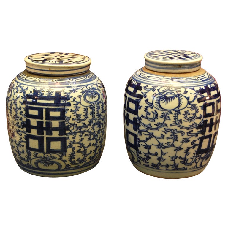 Pair of Chinese Ginger Jars For Sale