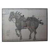 Chinese  Stone Rubbing  of a Warrior Horse