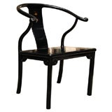 Black Lacquer  Chinese Horseshoe Chair