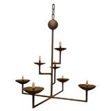 Seven Cup Rectangular Chandelier with Bronze Finish