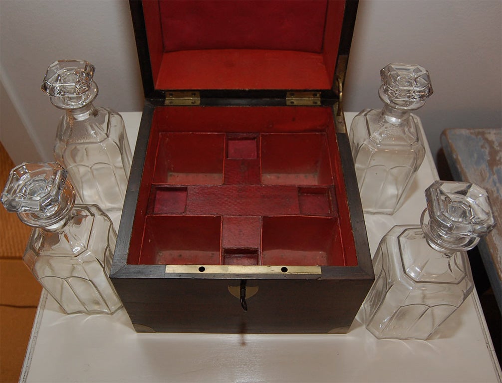 Early 19th Century Mahogany Campaign Traveling Decanter Box 5