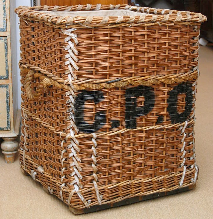 Folk Art Large French Turn-of-the-Century Laundry Basket