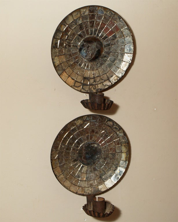 Pair of Single Arm Mirrored Wall Lights