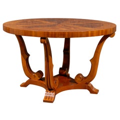 Swedish Art Deco Crotch Mahogany Round End / Side Table