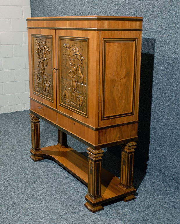 Swedish Art Deco Neoclassical Carved Armoire Cabinet 2