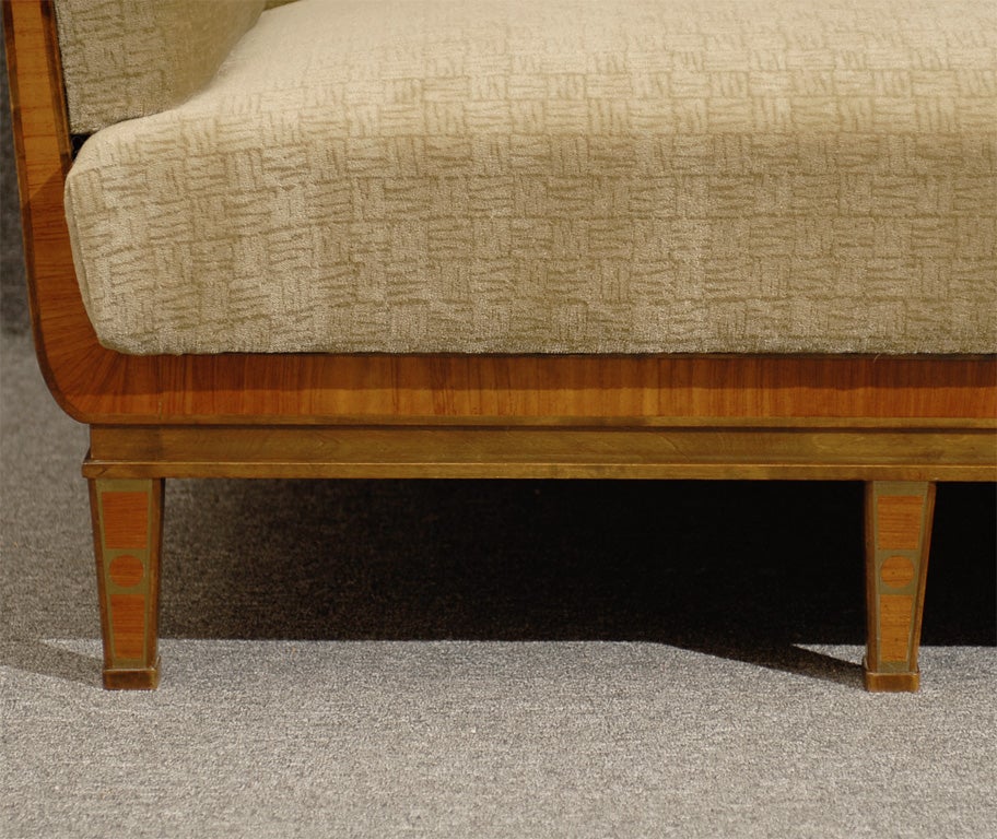 Swedish Art Deco Birch and Satinwood Sofa in Donghia Wool Mohair 2