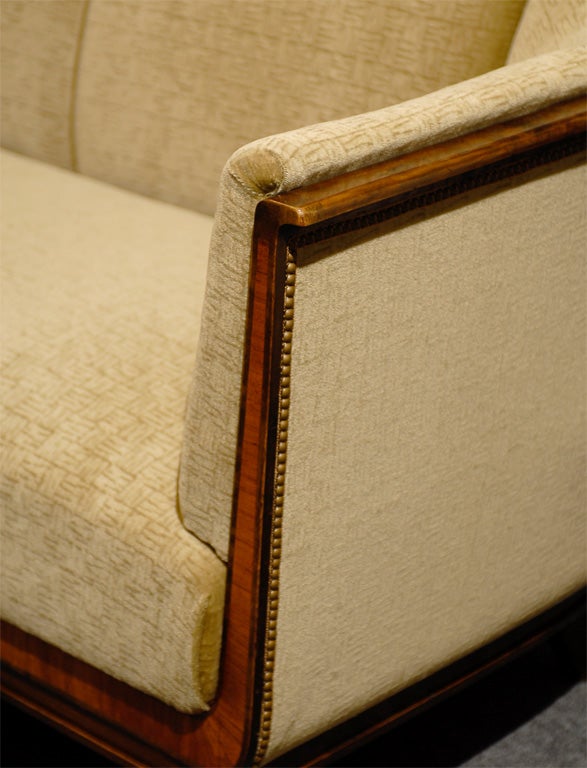 Swedish Art Deco Birch and Satinwood Sofa in Donghia Wool Mohair 7