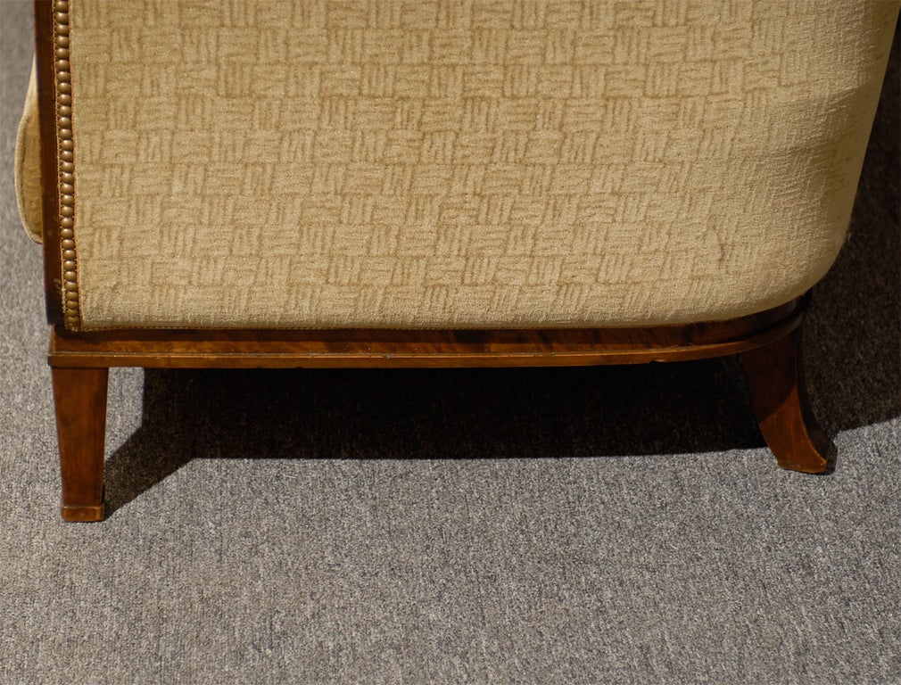 Swedish Art Deco Birch and Satinwood Sofa in Donghia Wool Mohair 4