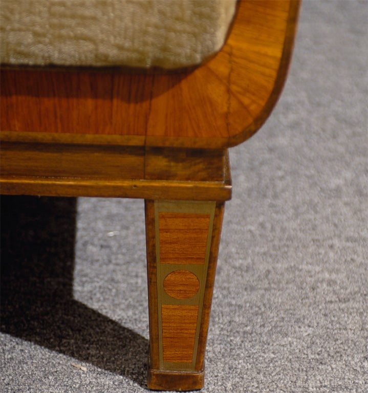Swedish Art Deco Birch and Satinwood Sofa in Donghia Wool Mohair 6