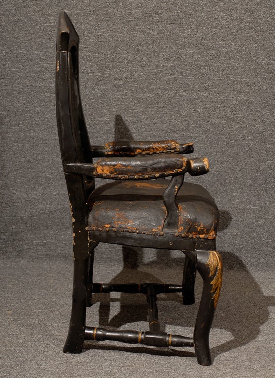 Swedish Baroque Captain's Arm Chair c. 1750 For Sale 2