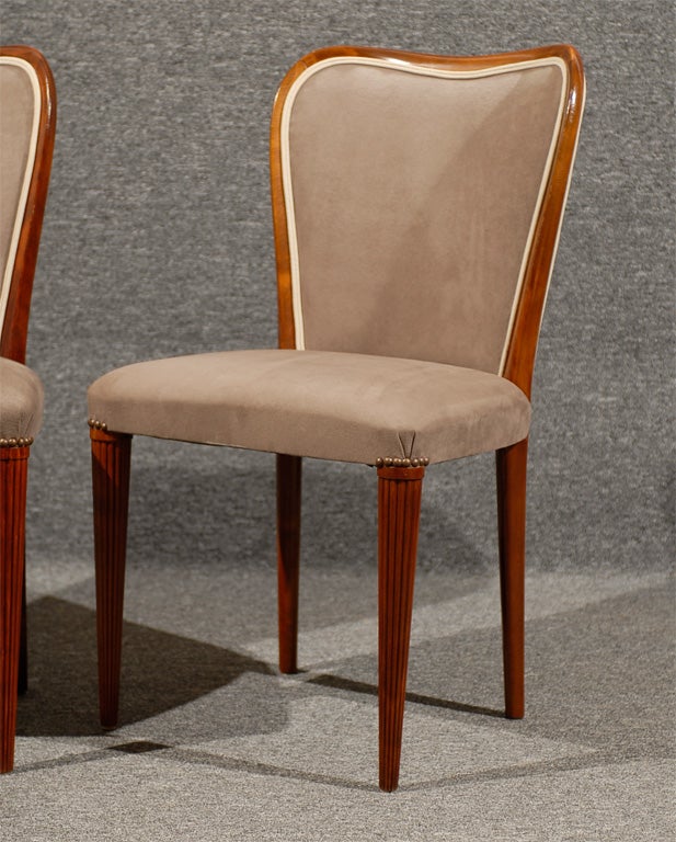 Art Deco Set of Six Newly Upholstered Swedish Art Moderne Dining Chairs