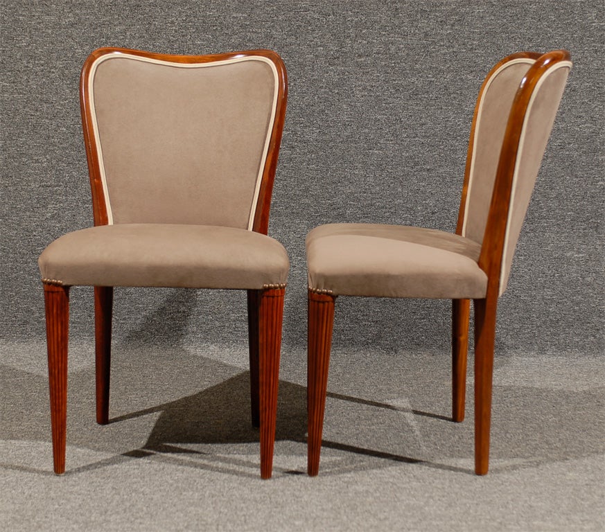 Set of Six Newly Upholstered Swedish Art Moderne Dining Chairs In Good Condition In Atlanta, GA