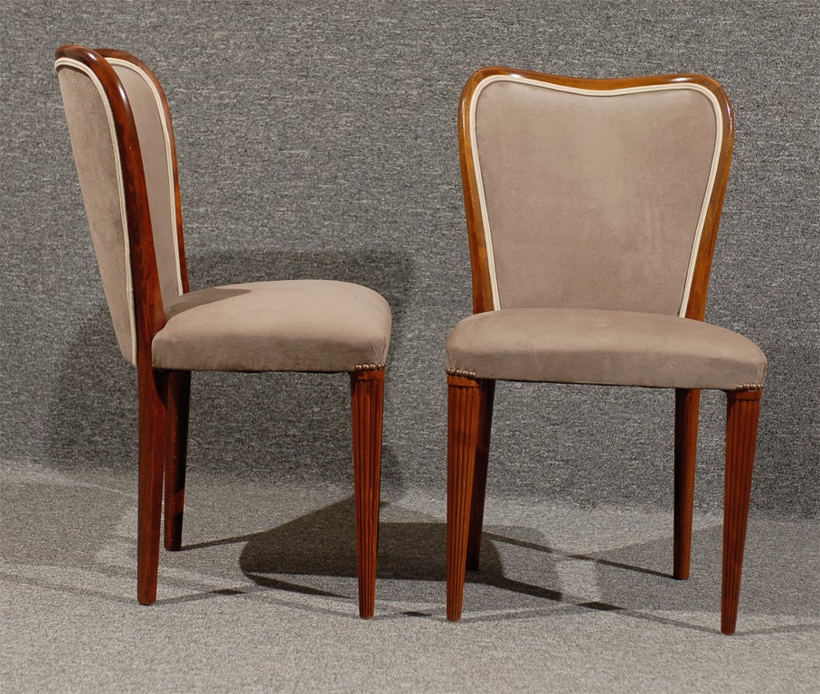 Set of Six Newly Upholstered Swedish Art Moderne Dining Chairs 3