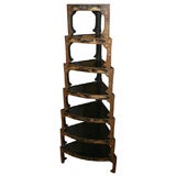 Nest of Seven Gilt-Decorated Black Lacquer Stacking Tables