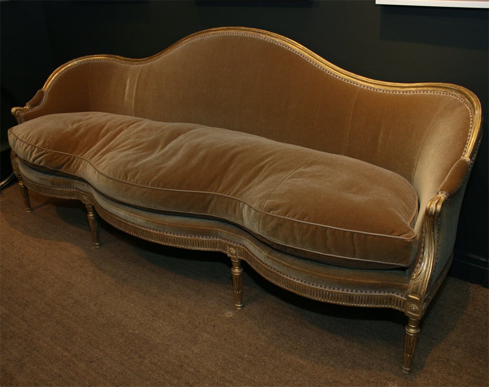English Adam Giltwood Serpentine Fronted Sofa