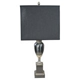 Silvered and Gun Metal Patinated Table Lamp by Maison Charles