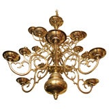Fine Dutch brass three tier chandelier, c.1840