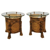 Fine pair of Japanese lacquer storage boxes, mounted as tables.