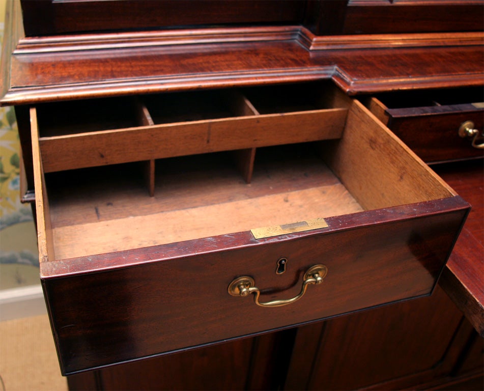 Chinese Chippendale George III Solid Carved Mahogany Breakfront Bookcase, English, circa 1780 For Sale