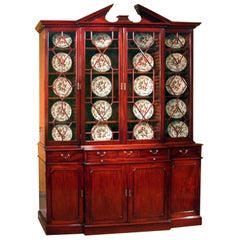 George III Solid Carved Mahogany Breakfront Bookcase, English, circa 1780