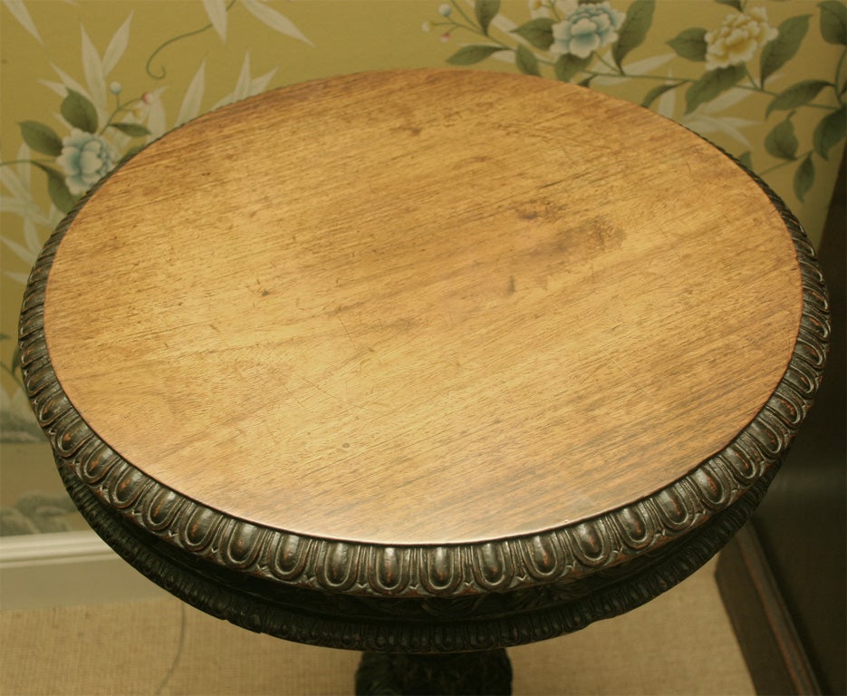 Antique Anglo-Indian Finely Carved Padouk Circular Tilt-Top Table, circa 1840 For Sale 1