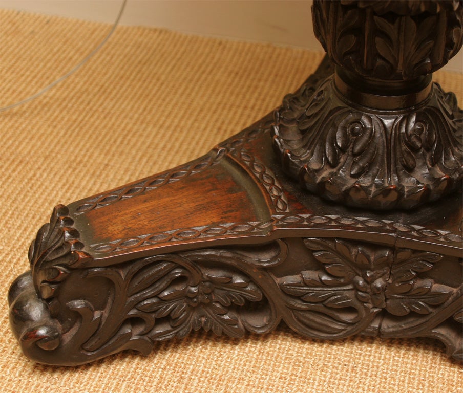 Antique Anglo-Indian Finely Carved Padouk Circular Tilt-Top Table, circa 1840 For Sale 3