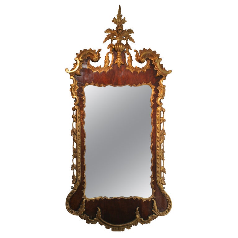 George II Antique Parcel-Gilt Mirror, English, circa 1750 For Sale