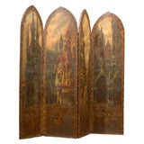 French 4 panel leather screen