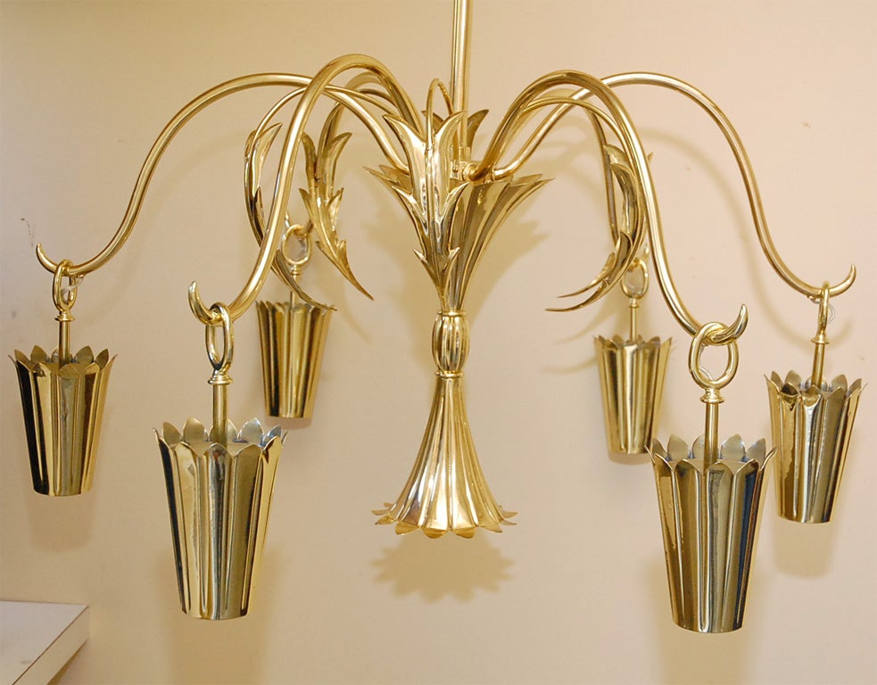 Austrian Wiener Werkstatte brass chandelier