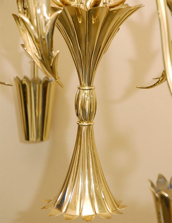 Wiener Werkstatte brass chandelier In Excellent Condition In Beverly Hills, CA