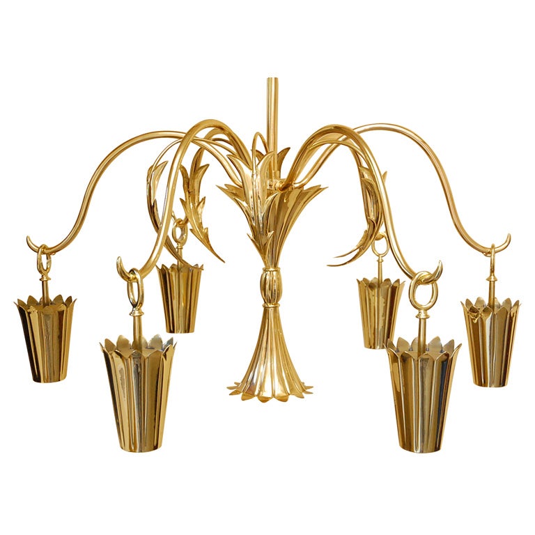 Wiener Werkstatte brass chandelier
