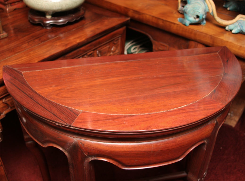 19th Century Chinese Rosewood Demi-Lune Table For Sale