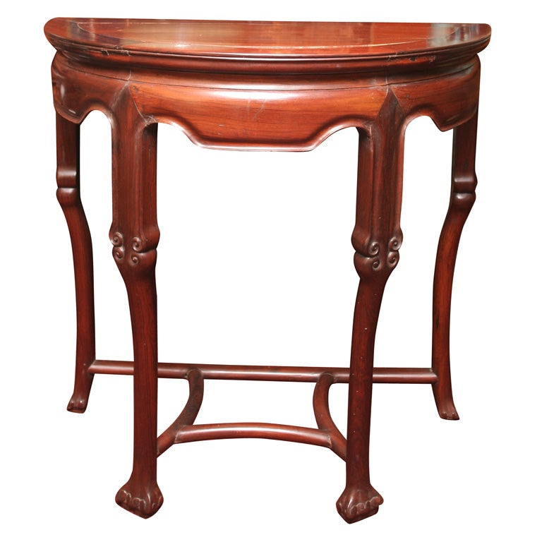 Chinese Rosewood Demi-Lune Table For Sale