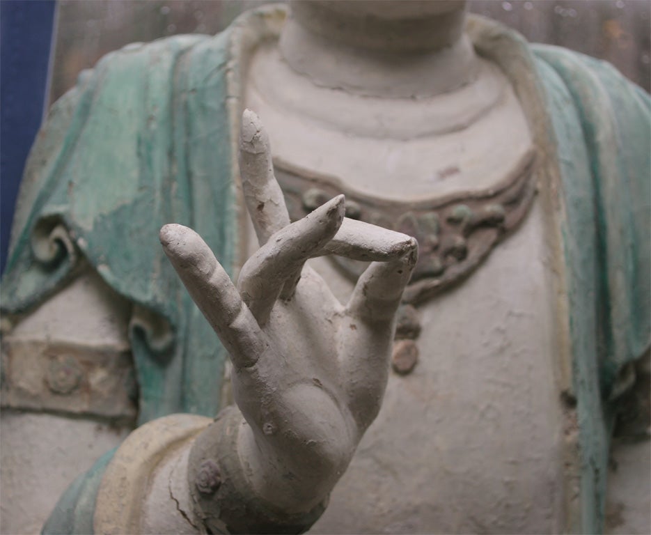 Lifesize Chinese Painted Stucco Figure of a Bodhisattva