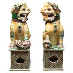 Chinese 3-Color Glazed Buddhist Lions