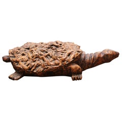 Chinese Carved Burlwood Figure of a Tortoise