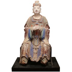 Chinese Painted Stucco Figure of a Daoist Priest